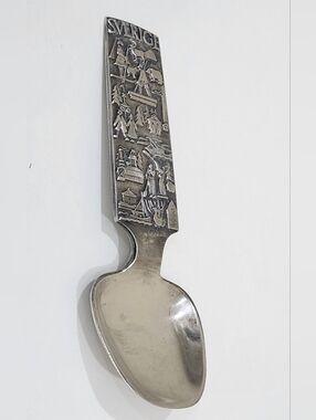 Vintage Swedish Tea Caddy Silver Plate Souvenir Spoon